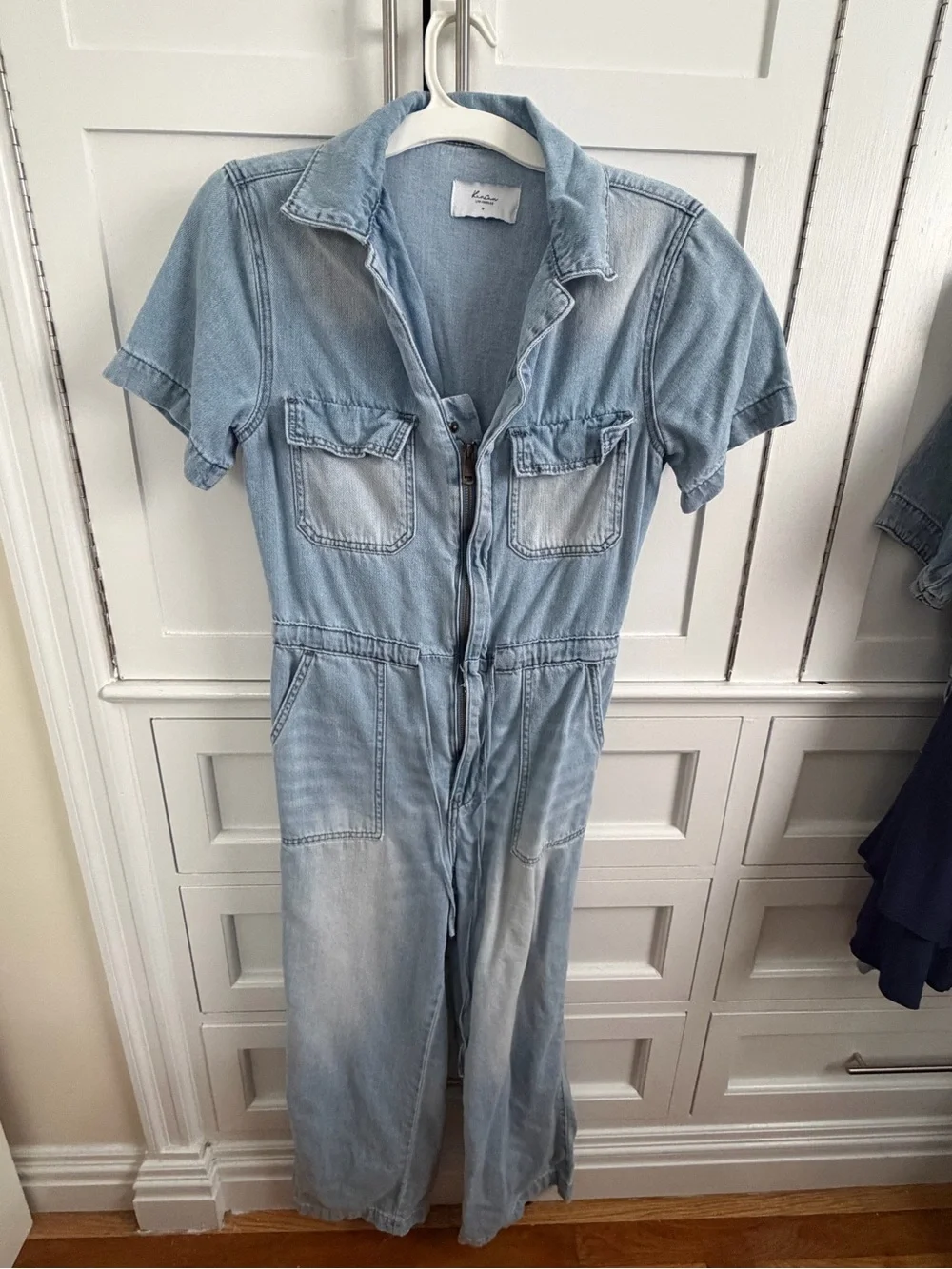 Vici Light Blue Denim Short Sleeve Jumpsuit